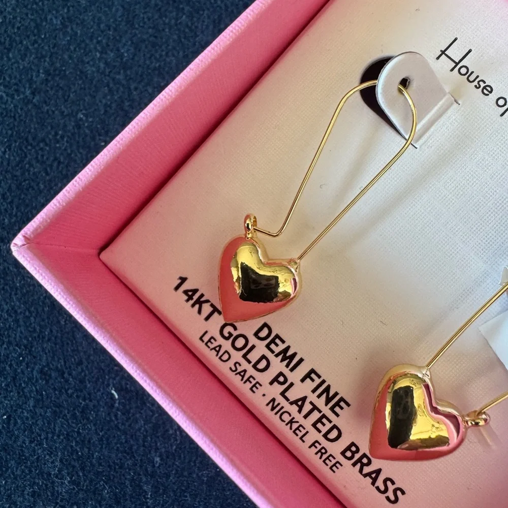 House of Harlow 1960  14Karat Gold Plated Heart Earrings - Picture 4 of 8